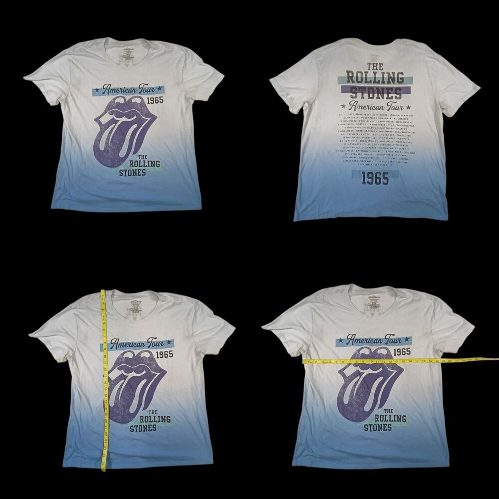 2025 Blue Dye Dip The Rolling Stones T Shirt Concert Dates 1965 SZ Large